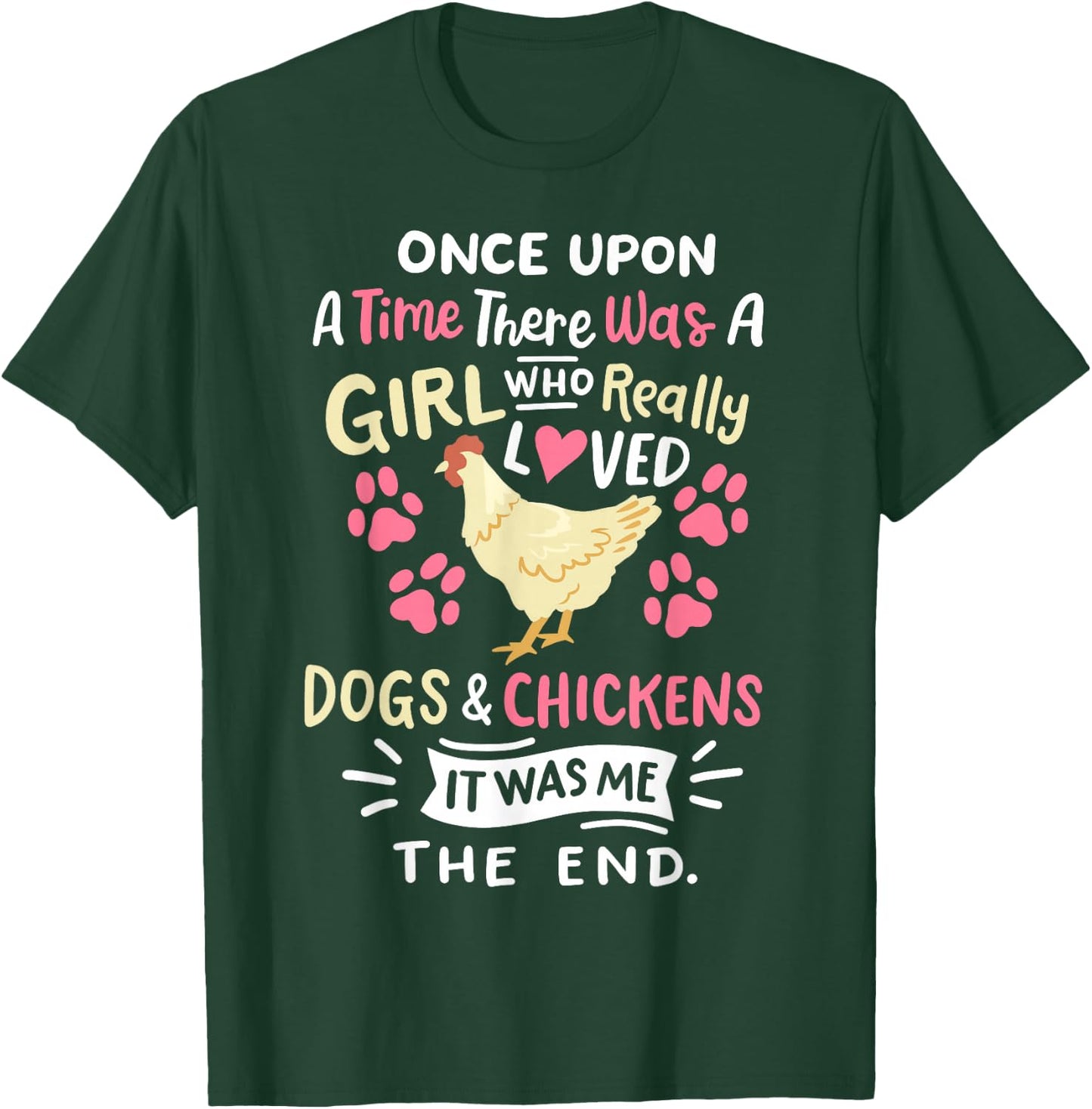 Funny Chicken Dog Lover Girls Farmer T-Shirt - T-Shirt | Forest