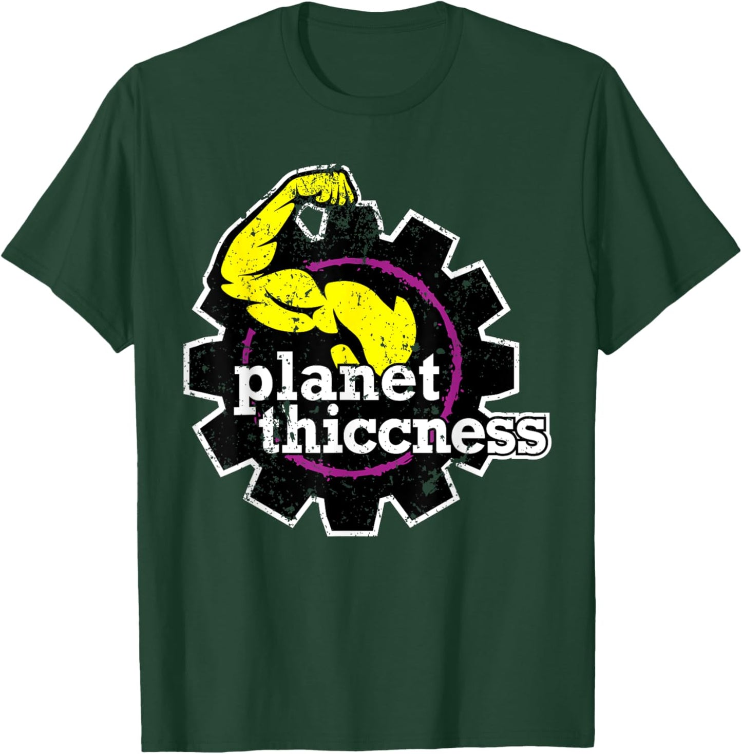 Planet Thiccness Funny Joke Thick Thicc Fitness Workout Gym T-Shirt - T-Shirt | Forest