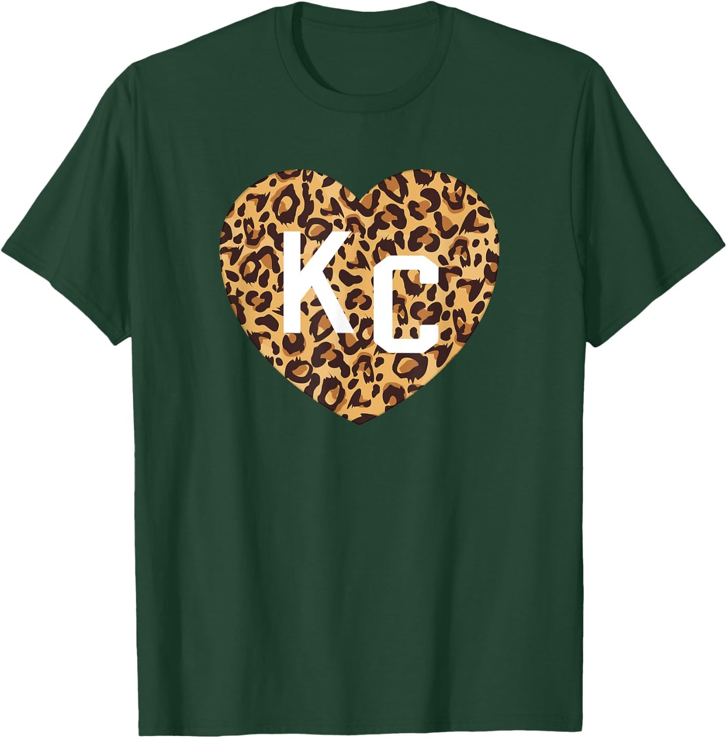 Heart KC Cheetah Leopard Pattern Brown Yellow Spots Heart Kc T-Shirt - T-Shirt | Forest
