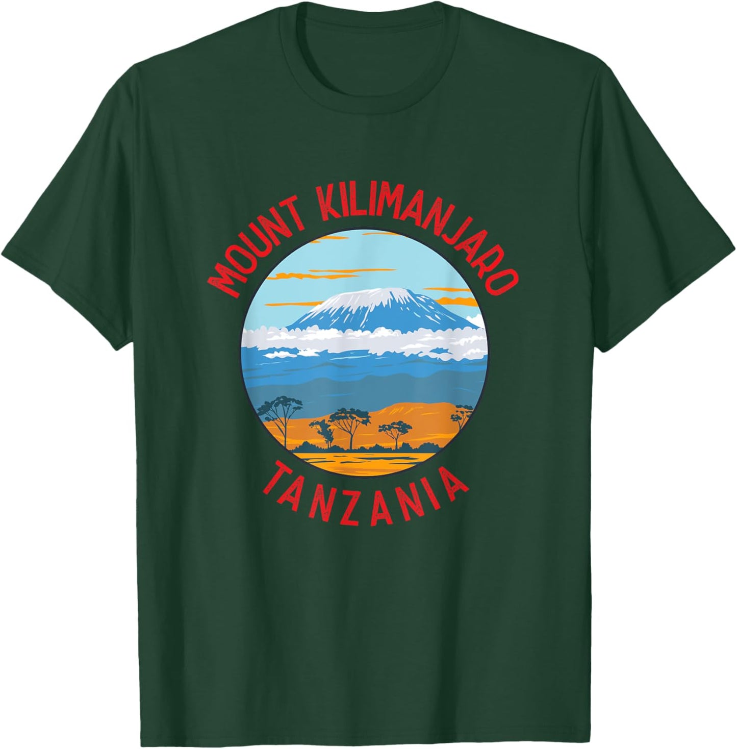 Mount Kilimanjaro Tanzania Distressed Circle Vintage T-Shirt - T-Shirt | Forest