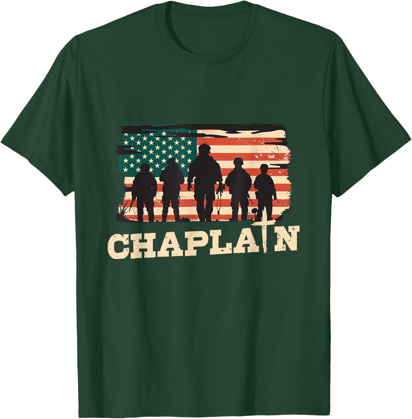 Military Chaplain US Flag Chaplain T-Shirt - T-Shirt | Forest
