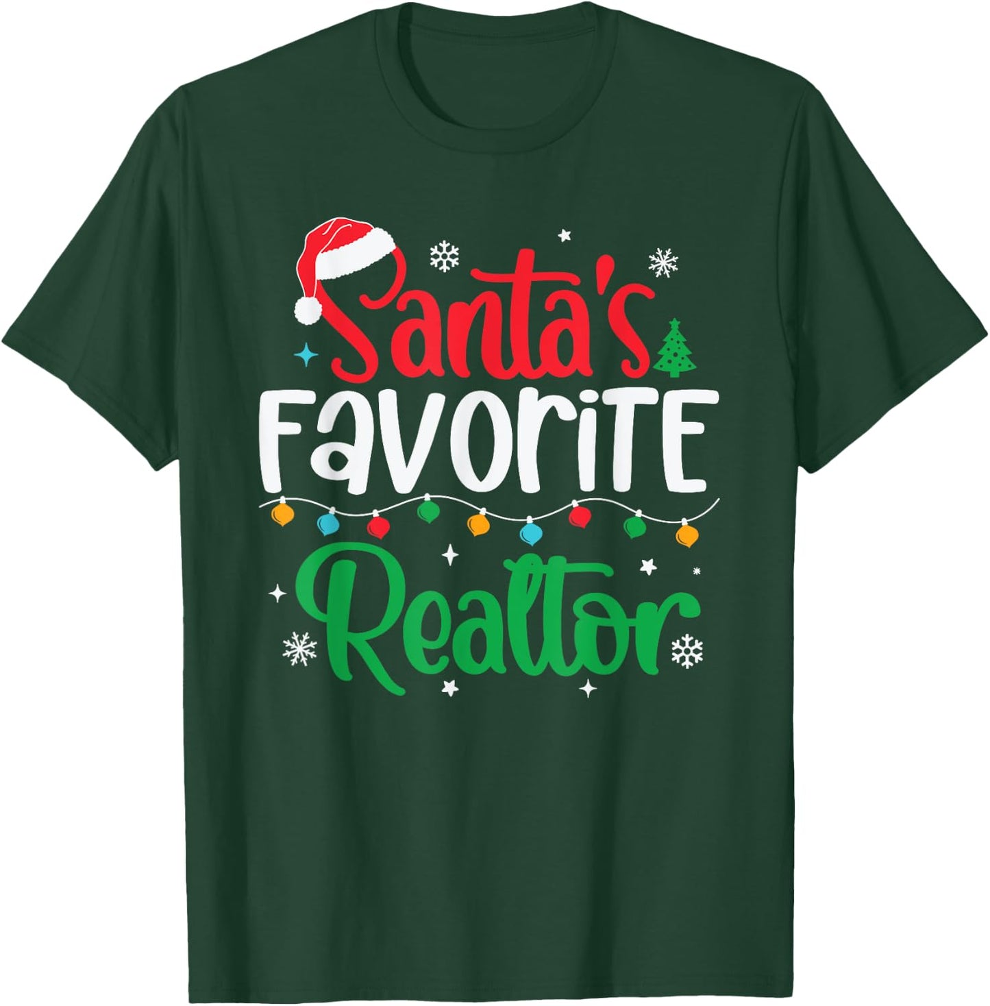 Santa's Favorite Realtor Christmas Real Estate Agent Broker T-Shirt - T-Shirt | Forest