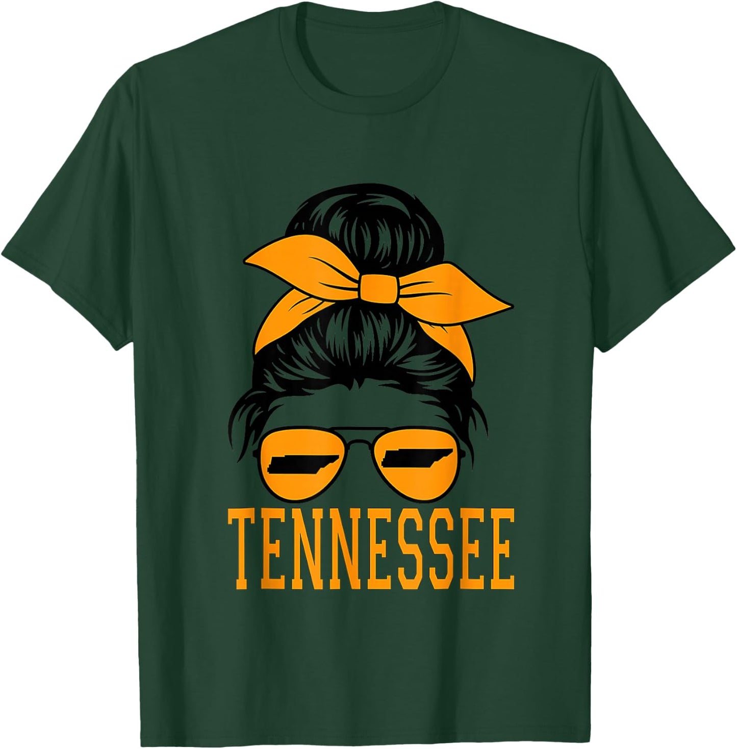 Tennessee State Kids Orange USA Messy Bun Hair TN T-Shirt - T-Shirt | Forest