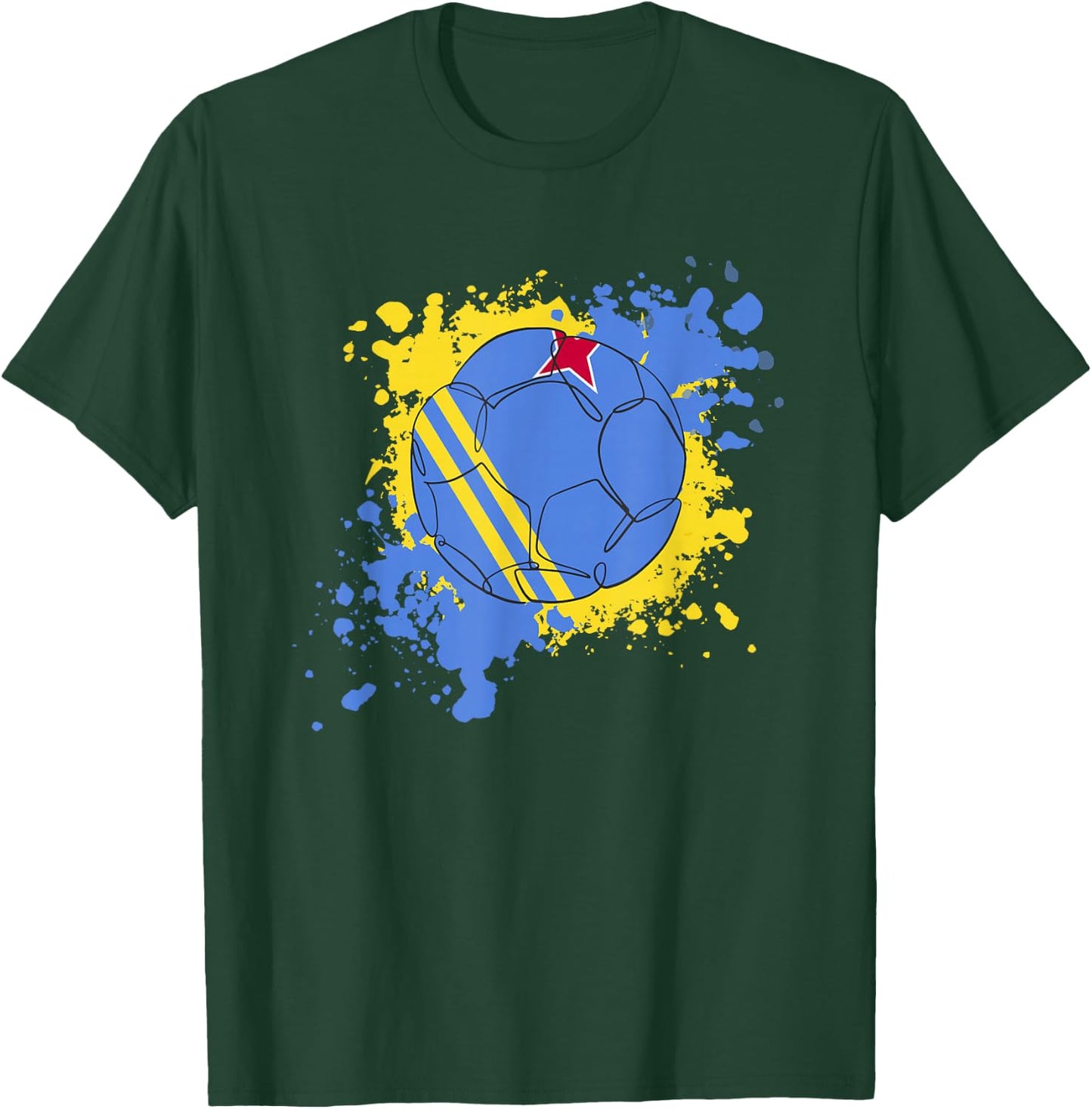 Soccer Ball With The Flag Of Aruba T-Shirt - T-Shirt | Forest