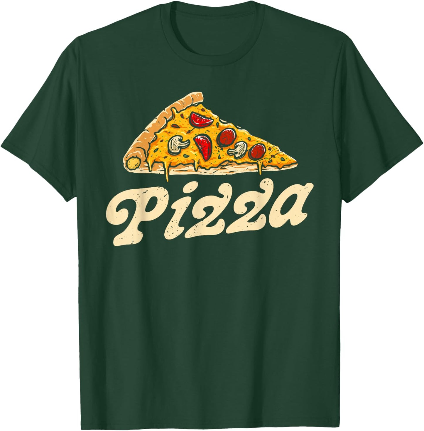 Pizza Day Retro Vintage 60s 70s Women Men Italian Food Lover T-Shirt - T-Shirt | Forest