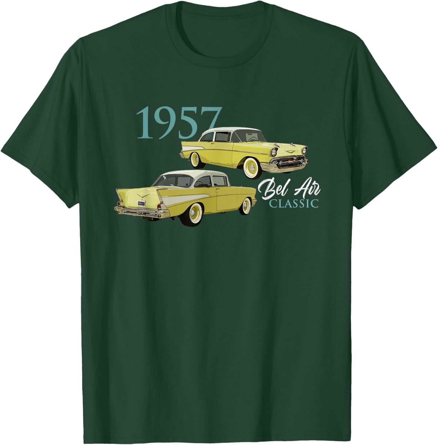 Vintage Cars, Classic Cars, 1957 Bel Air, 1950's, Car Art T-Shirt - T-Shirt | Forest