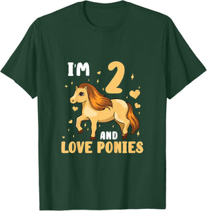 Kids Pony Horse I'm 2 And Love Ponies 2 Year Old 2nd Birthday T-Shirt - T-Shirt | Forest