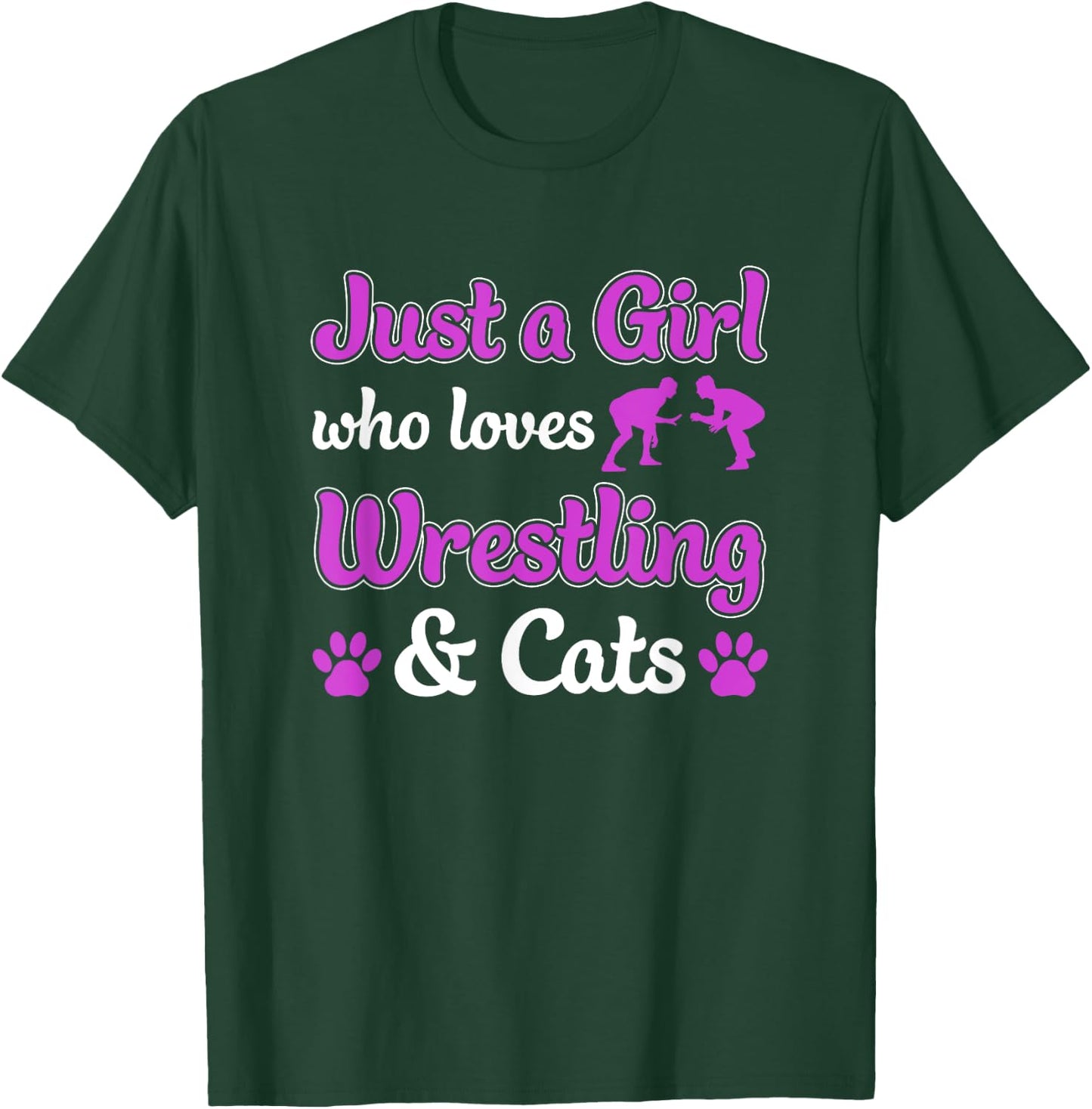 Just a Girl Who Loves Wrestling and Cats Women Funny Wrestle T-Shirt - T-Shirt | Forest