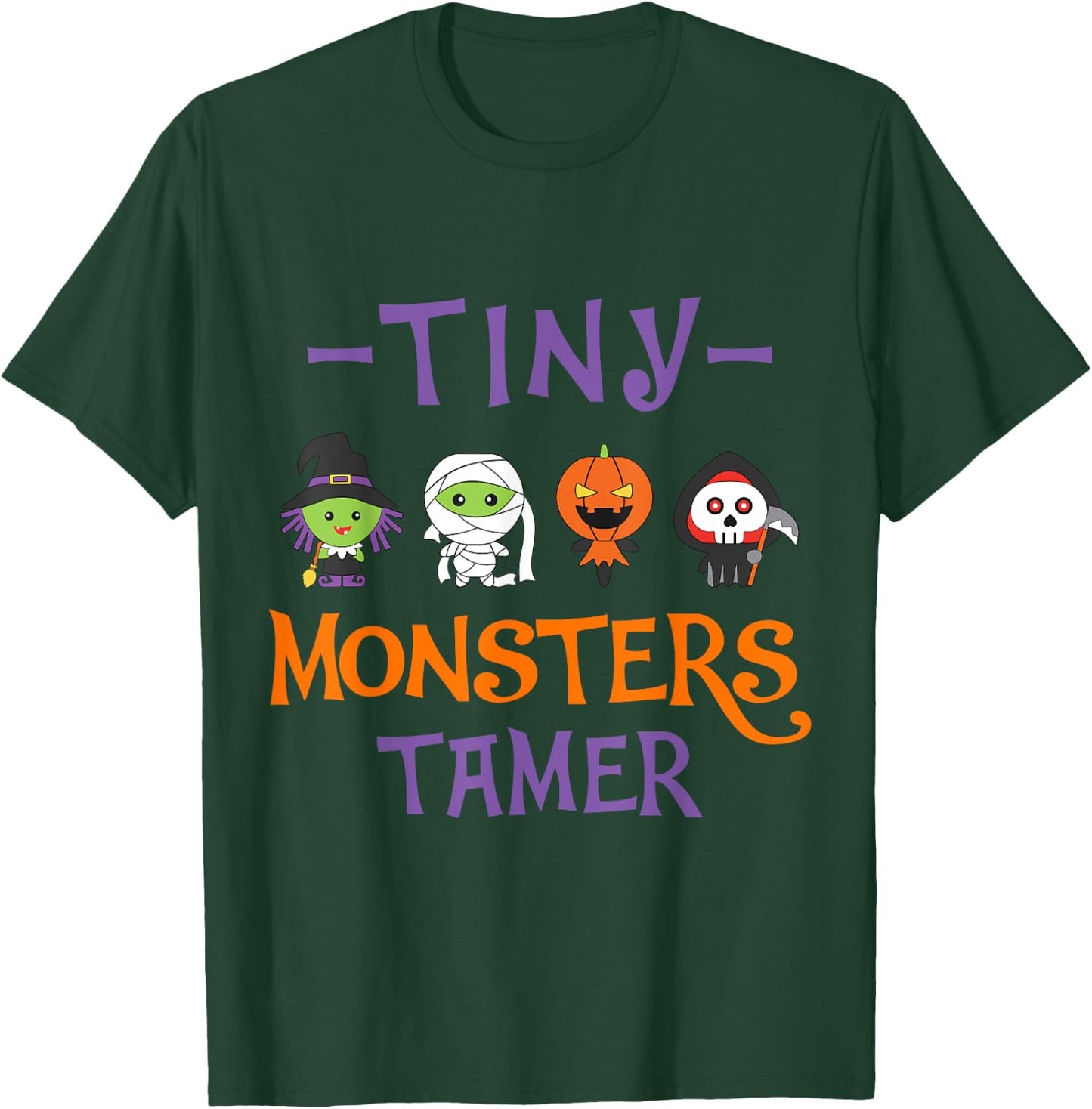 Tine MOnsters Tamer Funny Halloween Teacher Men Women T-Shirt - T-Shirt | Forest