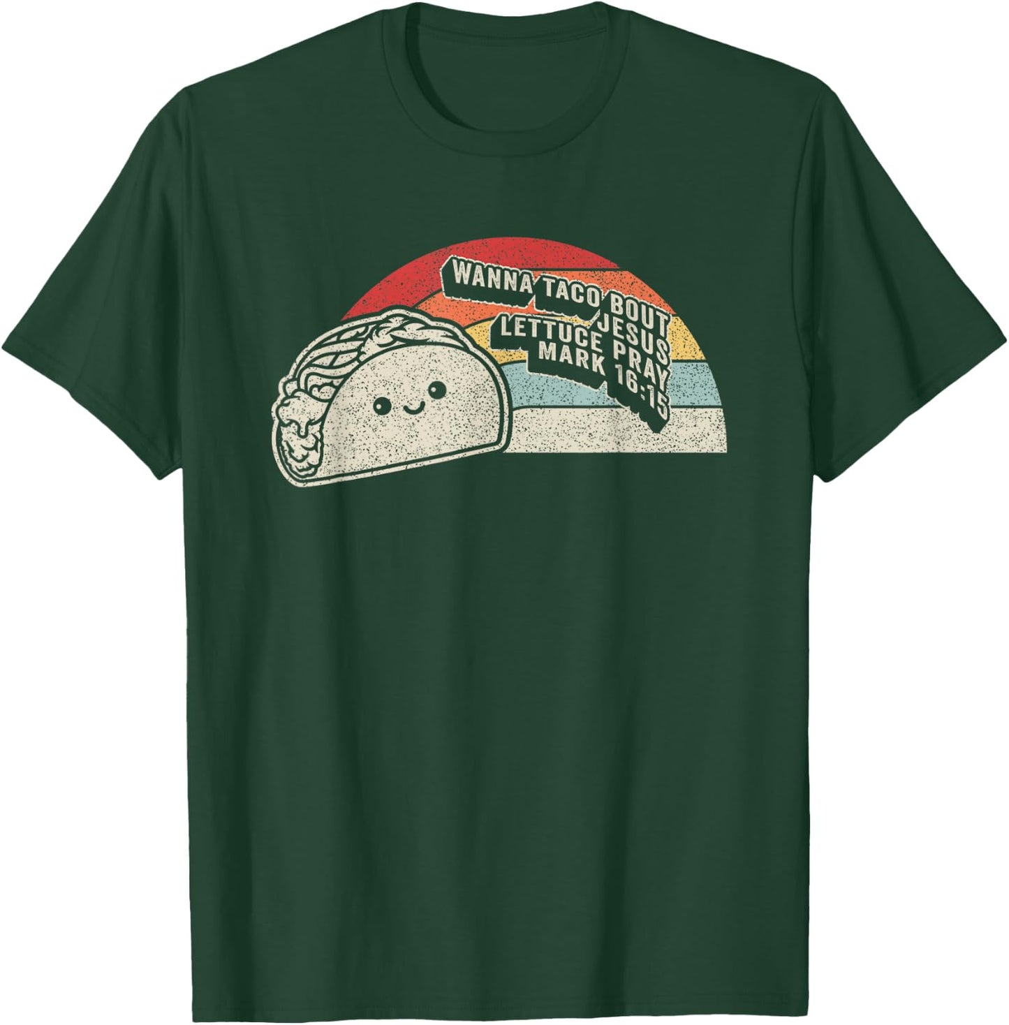 Christian Taco Retro Wanna Taco Bout Jesus Cinco de Mayo T-Shirt - T-Shirt | Forest
