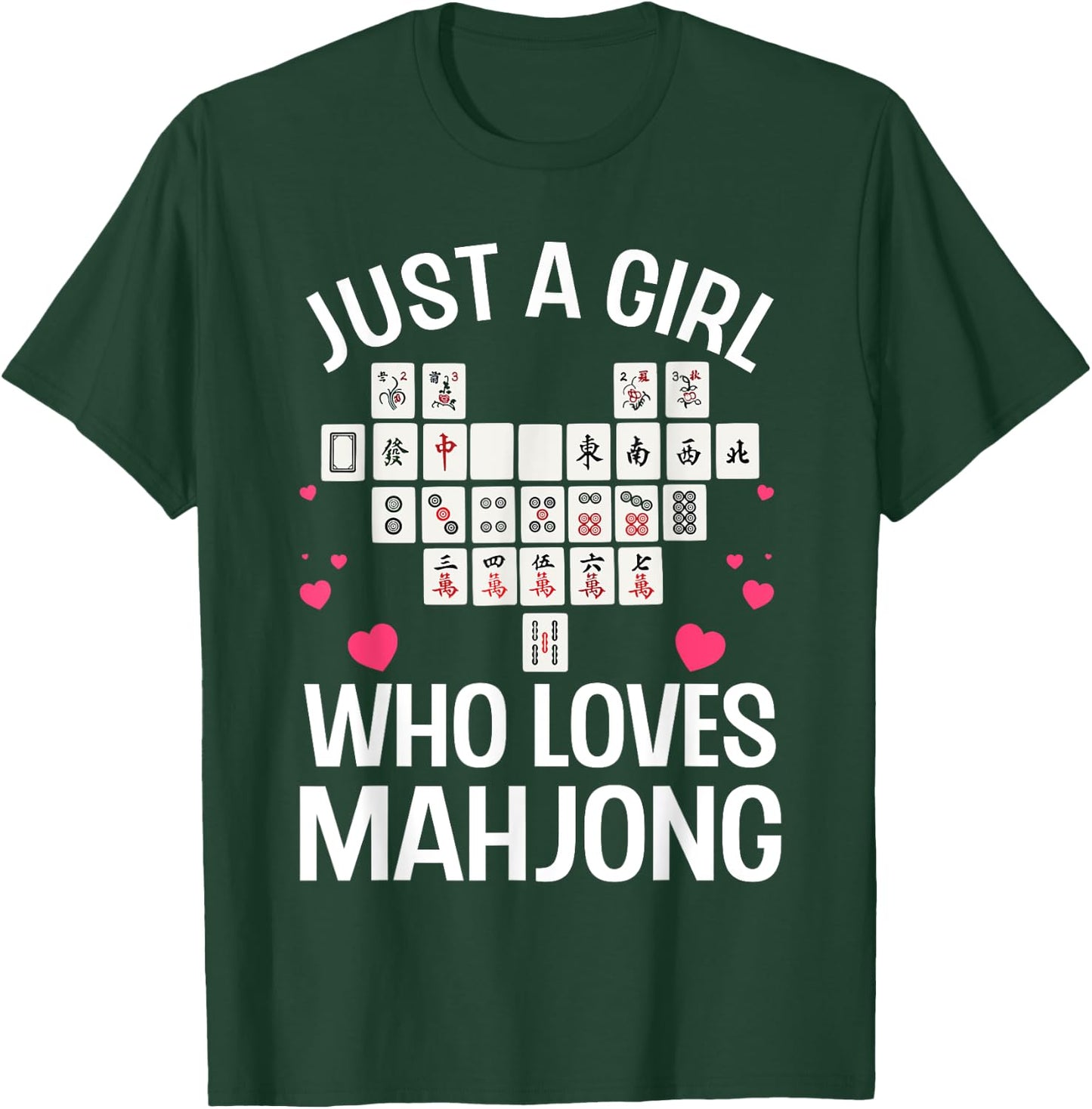 Funny Mahjong Design For Girls Women Chinese Mahjong Players T-Shirt - T-Shirt | Forest