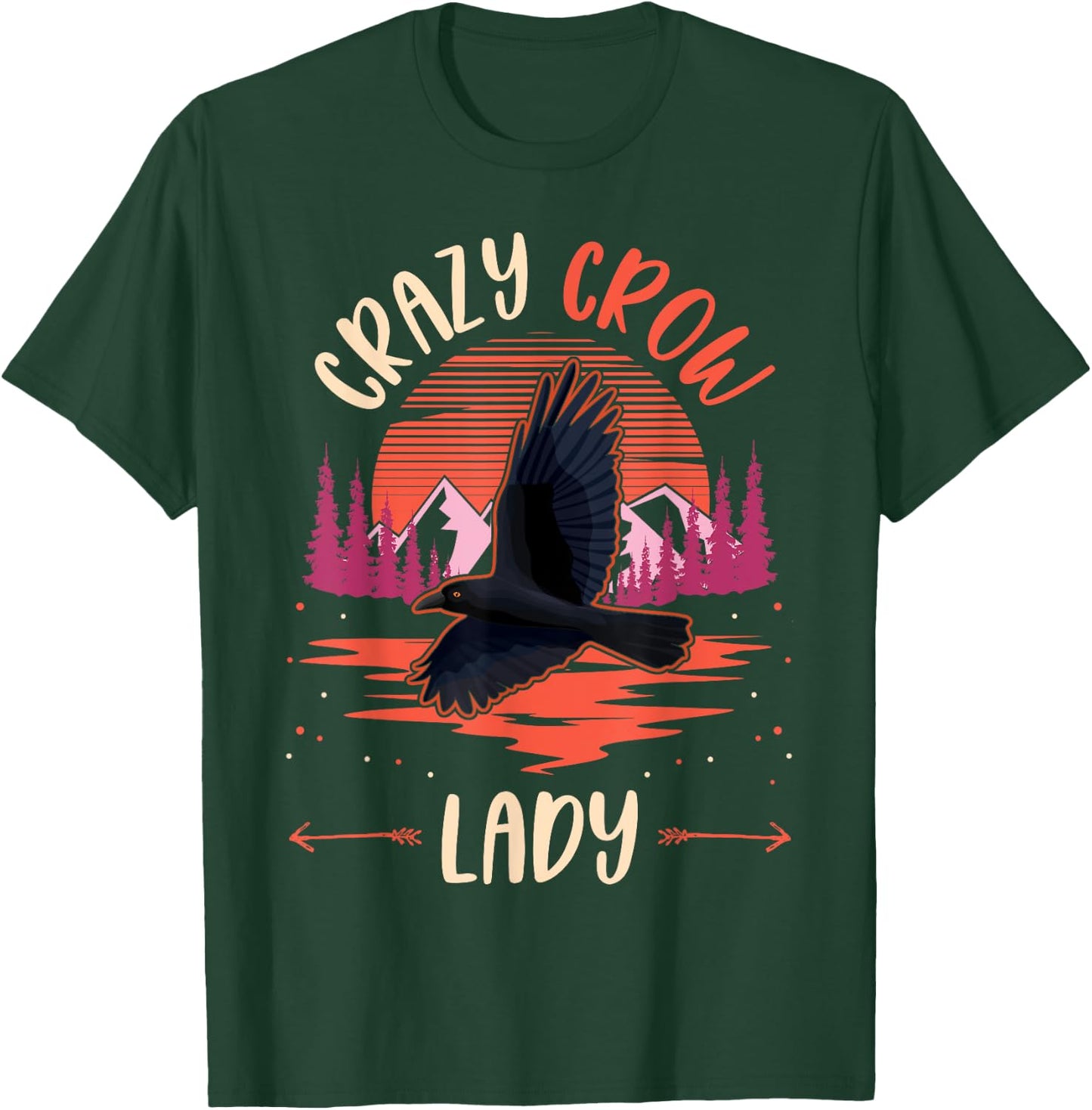 Crazy Crow lady Raven Girl Crow T-Shirt - T-Shirt | Forest