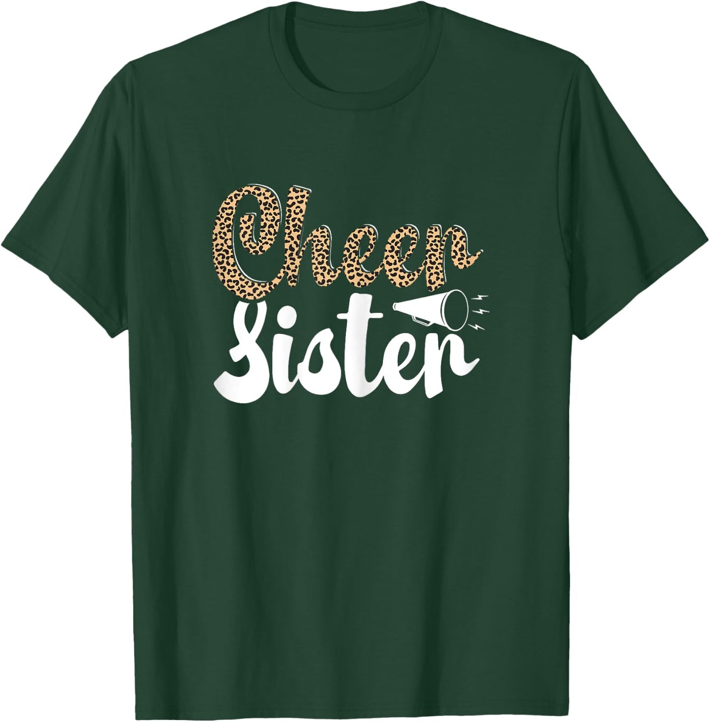 Funny Cheerleading Leopard Graphic Women Cheer Sister T-Shirt - T-Shirt | Forest