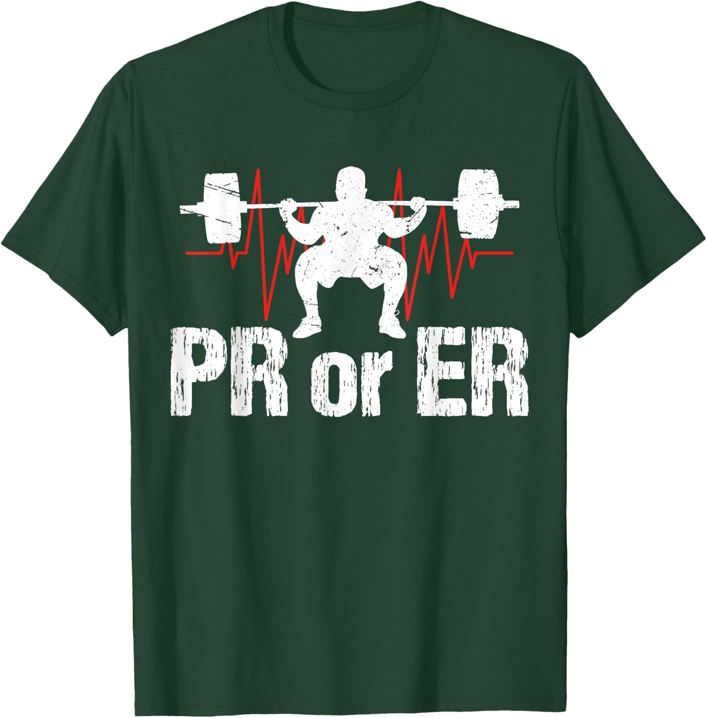 PR Or ER Funny Weightlifting Bodybuilding Apparel Vintage T-Shirt - T-Shirt | Forest