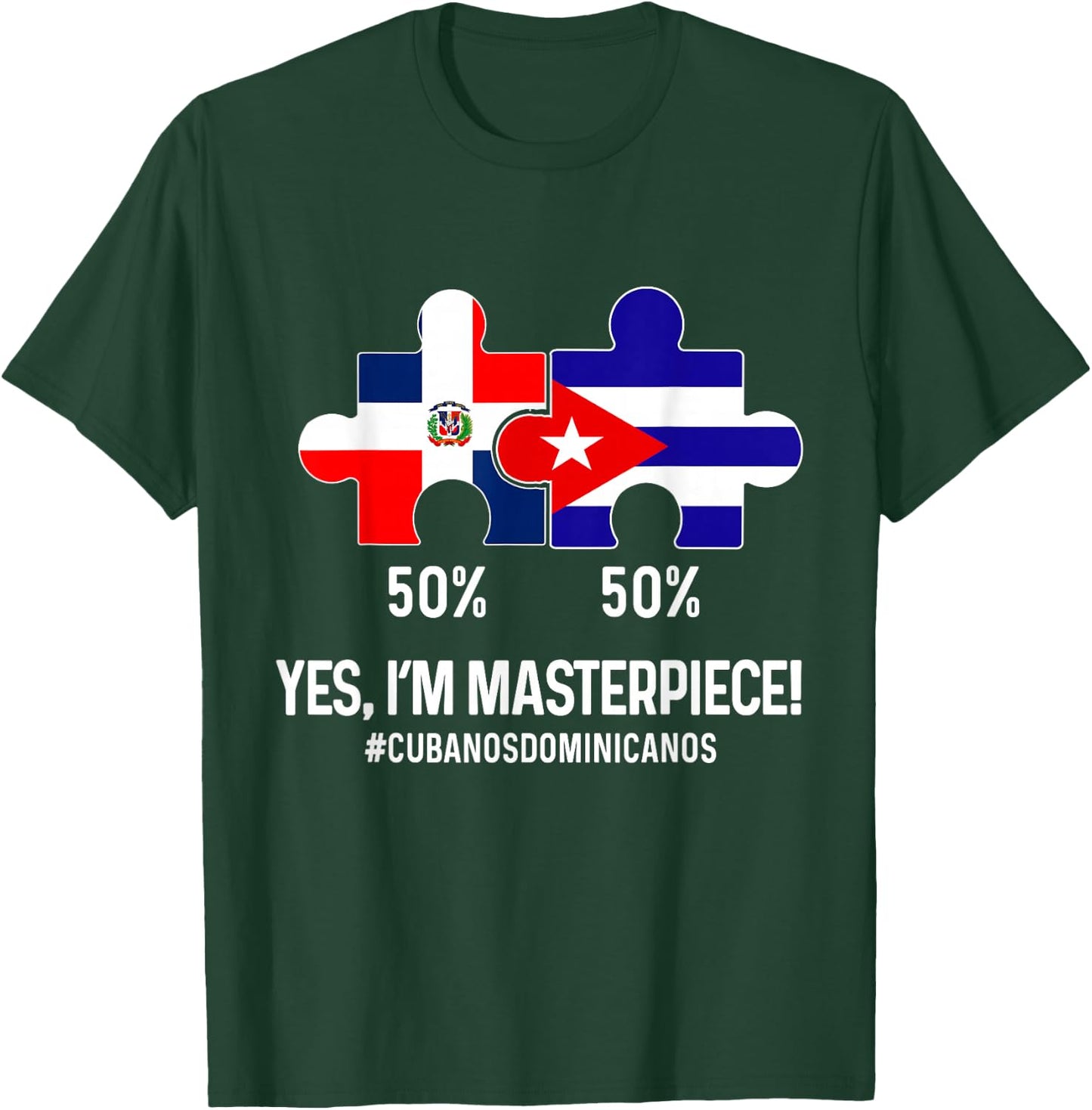 Half Cuban Half Dominican Flag Map Combined Cuba RD T-Shirt - T-Shirt | Forest