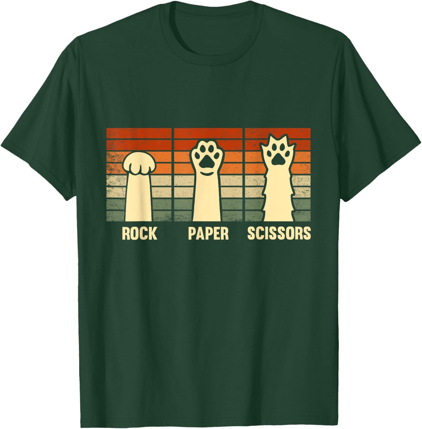 Rock Paper Scissors Hand Game Cute Paw Funny Cat Kids T-Shirt - T-Shirt | Forest