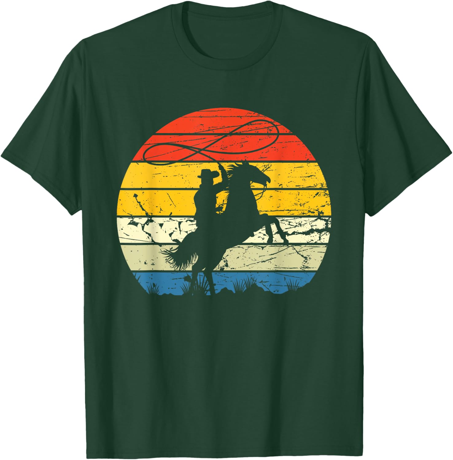 Horse Roping - Western Roper Equestrian Header Heeler Cowboy T-Shirt - T-Shirt | Forest