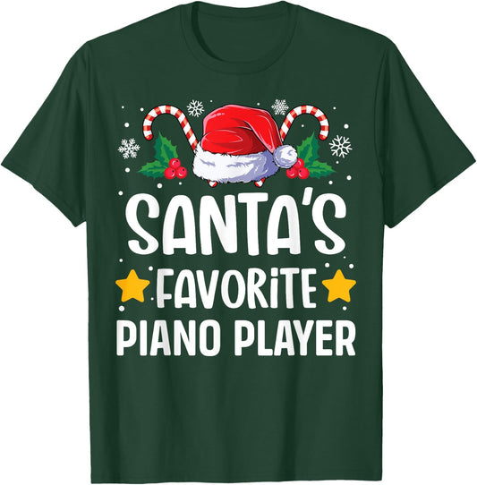 Santas Favorite Piano Player Christmas Matching Group Pajama T-Shirt - T-Shirt | Forest