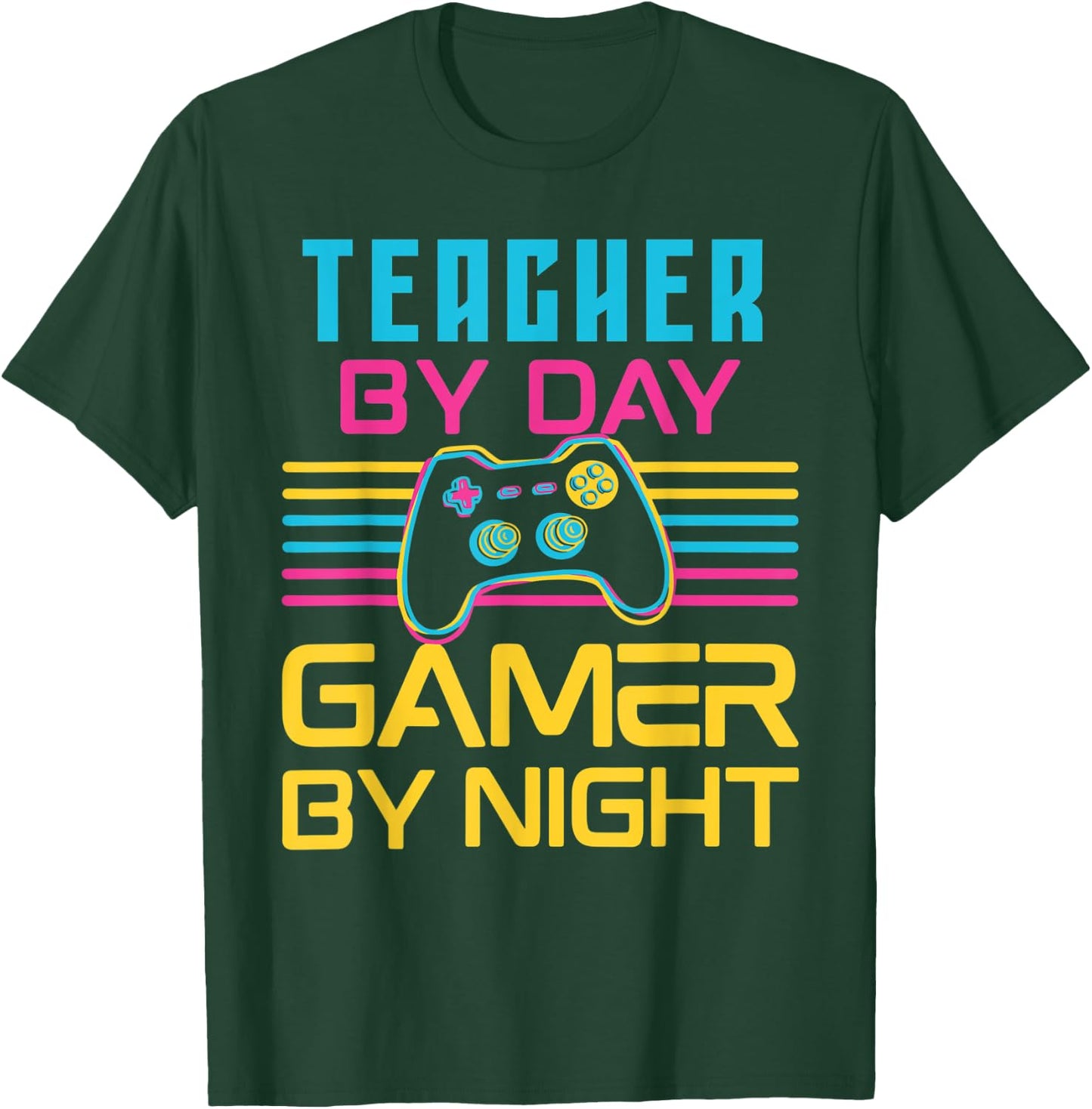 Teacher By Day Gamer By Night Meme For Video Games Lover T-Shirt - T-Shirt | Forest