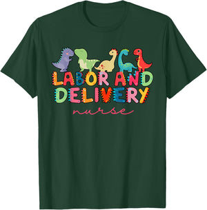 Labor and Delivery Nurse Dinosaur L&D Nurse - Women's Black Leopard Heart Boho Heart Stethoscope - Small - Short Sleeve - - Regular Fit - Imported T-Shirt - T-Shirt | Forest