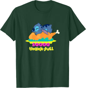 Disney Lilo & Stitch Thanksgiving Soooo Thankful Turkey Nap T-Shirt - T-Shirt | Forest