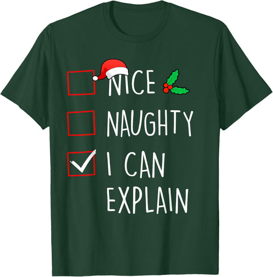 Nice Naughty I Can Explain Christmas Family Matching T-Shirt - T-Shirt | Forest