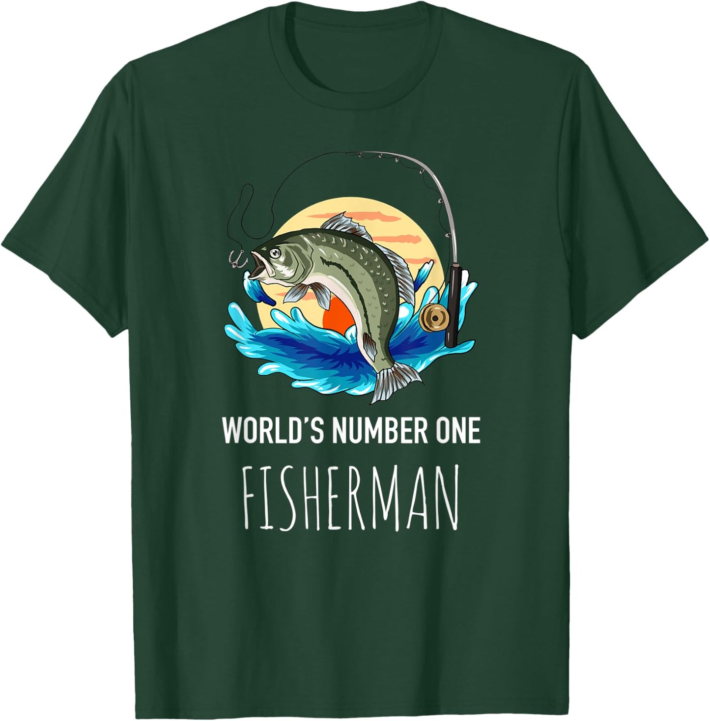 World's Number One Fisherman - Outdoors Adventure Fishing T-Shirt - T-Shirt | Forest