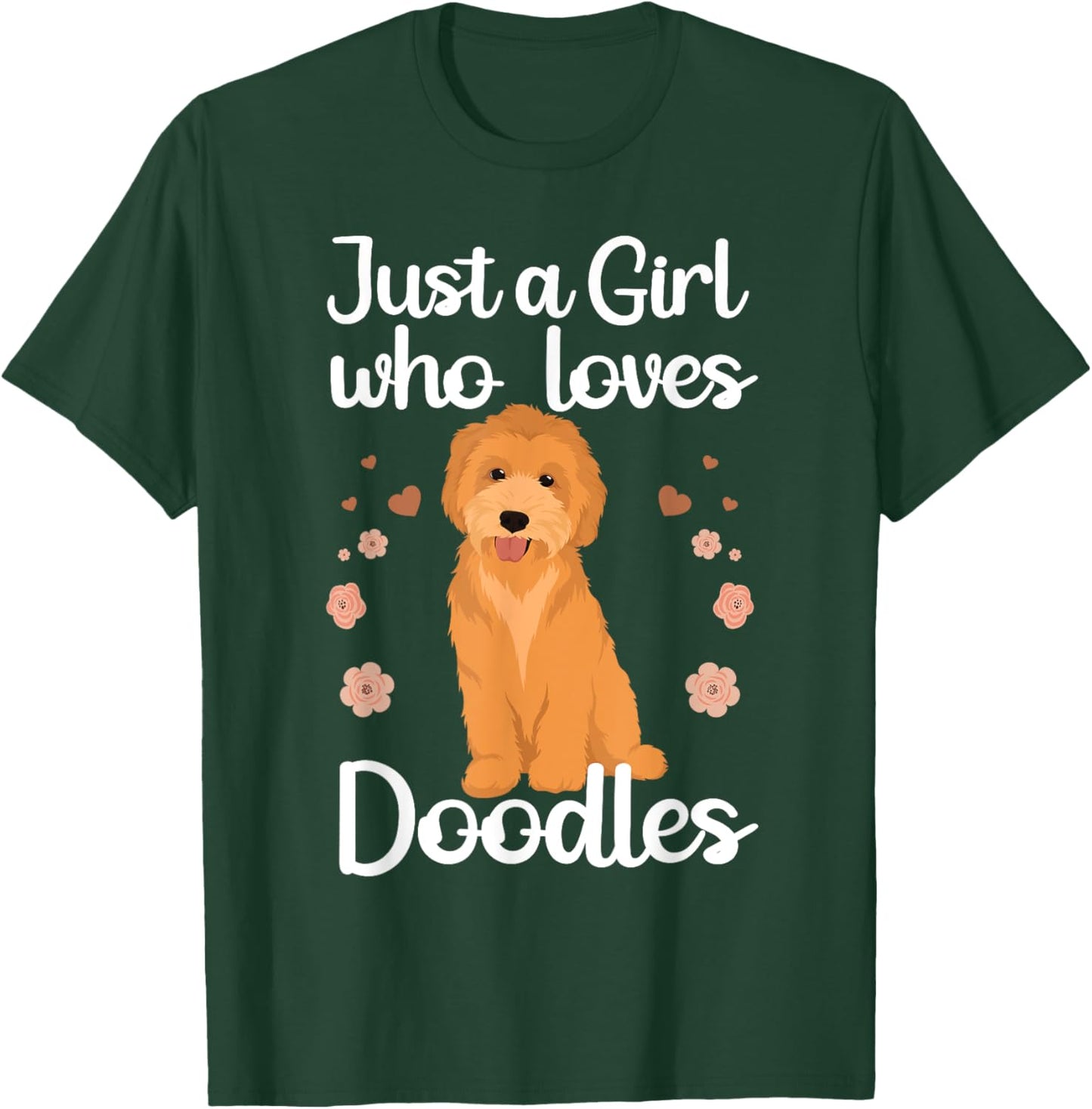Cute Doodle Art Girls Mom Golden Doodle Dog Lovers T-Shirt - T-Shirt | Forest