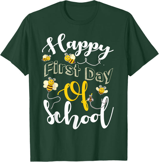 Happy First Day of School Bees Teacher & Kids Back to School T-Shirt - T-Shirt | Forest
