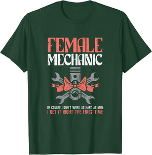 Female Mechanic Funny Car Auto Garage Women Mom T-Shirt - T-Shirt | Forest