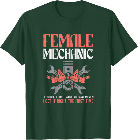Female Mechanic Funny Car Auto Garage Women Mom T-Shirt - T-Shirt | Forest