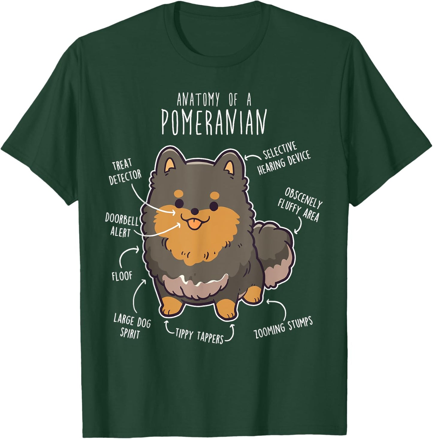 Black and Tan Pomeranian Dog Anatomy, Funny Cute Pet Pom Mom T-Shirt - T-Shirt | Forest
