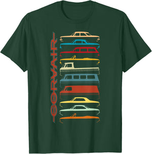 FlatSix Graphics LLc Corvair All Model Sillhouettes - -Adults, Black, Short Sleeve, , Small T-Shirt - T-Shirt | Forest