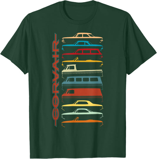 FlatSix Graphics LLc Corvair All Model Sillhouettes - -Adults, Black, Short Sleeve, , Small T-Shirt - T-Shirt | Forest