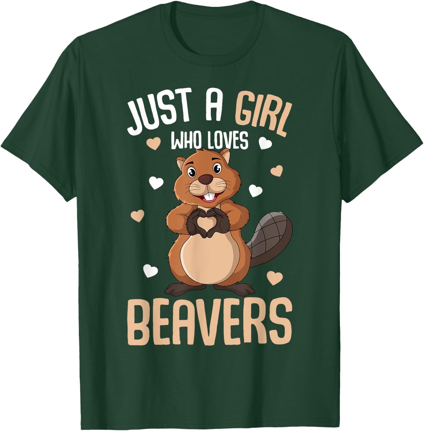 Just a Girl who loves Beavers Kids Girl Beaver T-Shirt - T-Shirt | Forest