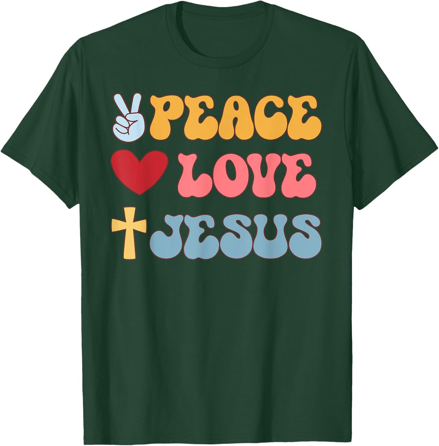 Groovy Peace Love Jesus Christian 70's Hippie T-Shirt - T-Shirt | Forest