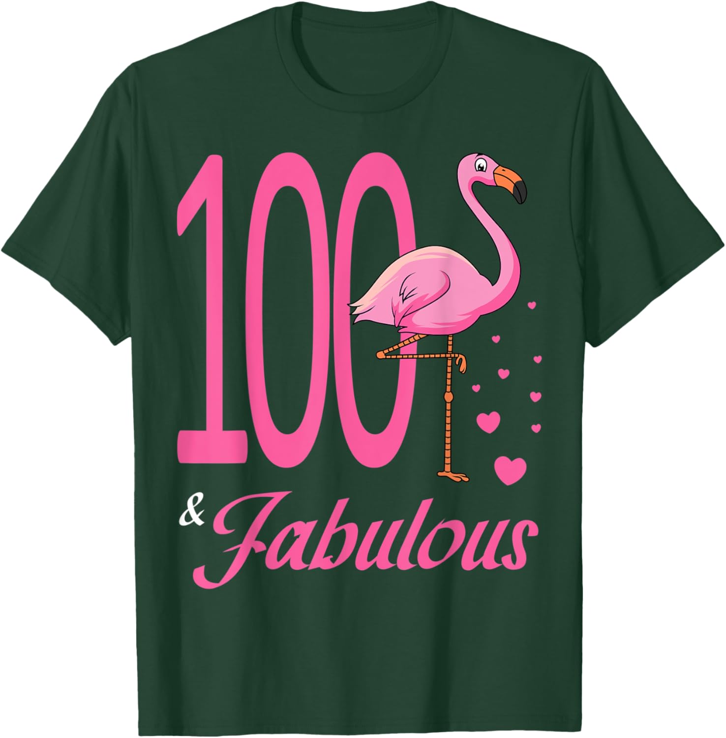 100 & Fabulous Flamingo Birthday 100th Party Celebration T-Shirt - T-Shirt | Forest