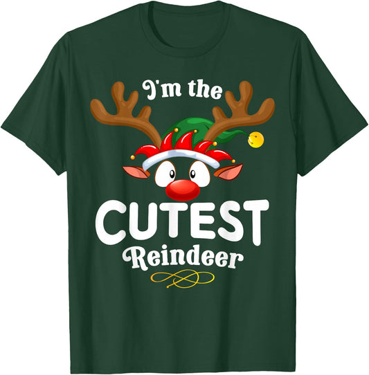 Christmas PJS Cutest XMas Reindeer Matching T-Shirt - T-Shirt | Forest