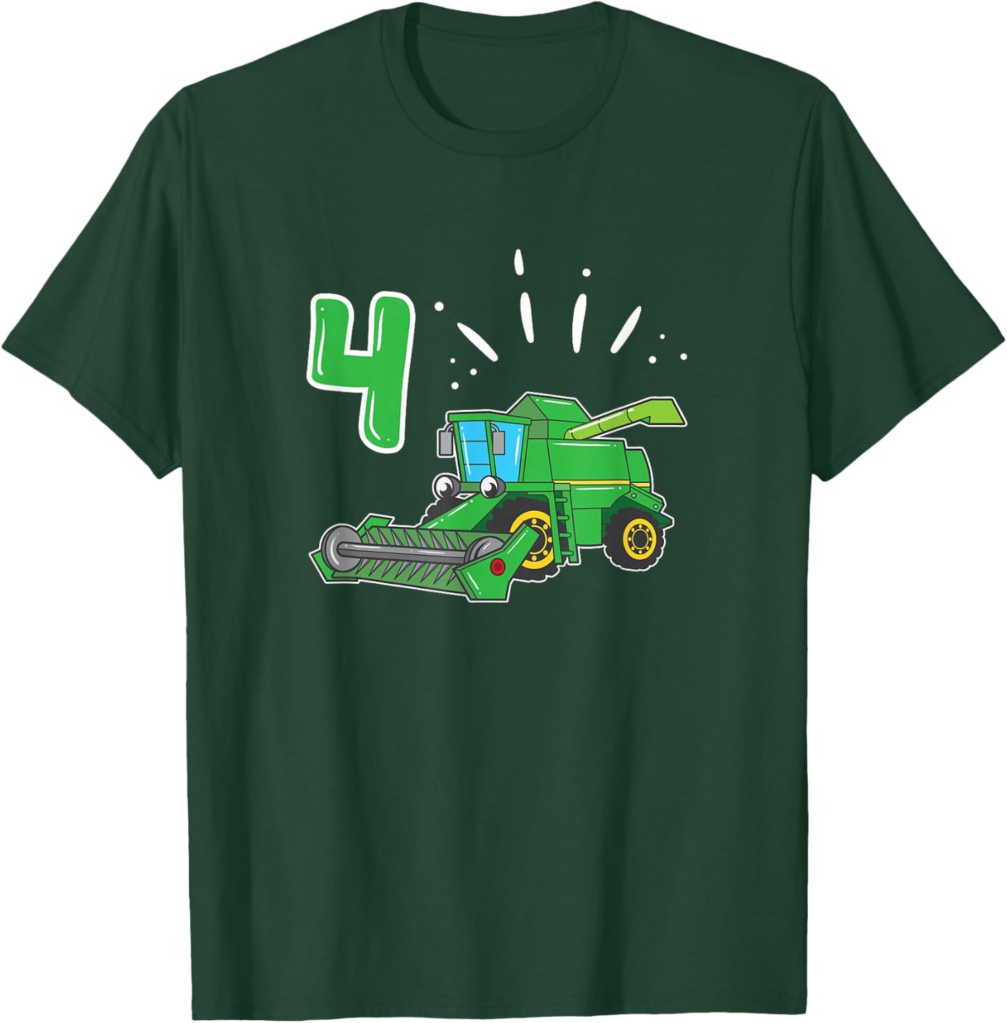 Farmers Farmer Combine Harvester 4 Years Children's Birthday T-Shirt - T-Shirt | Forest