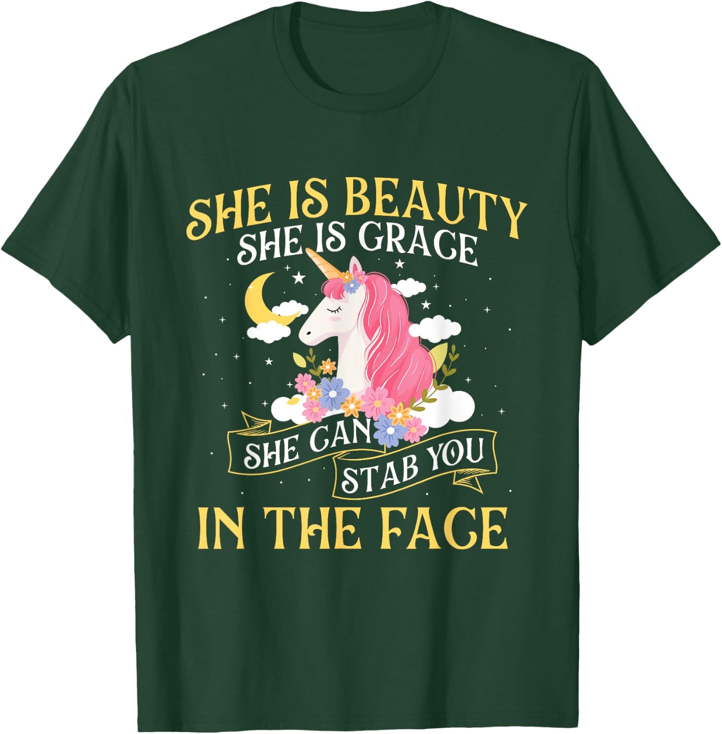 She Is Beauty - Mythical Animal Rainbow Unicorn Magical T-Shirt - T-Shirt | Forest