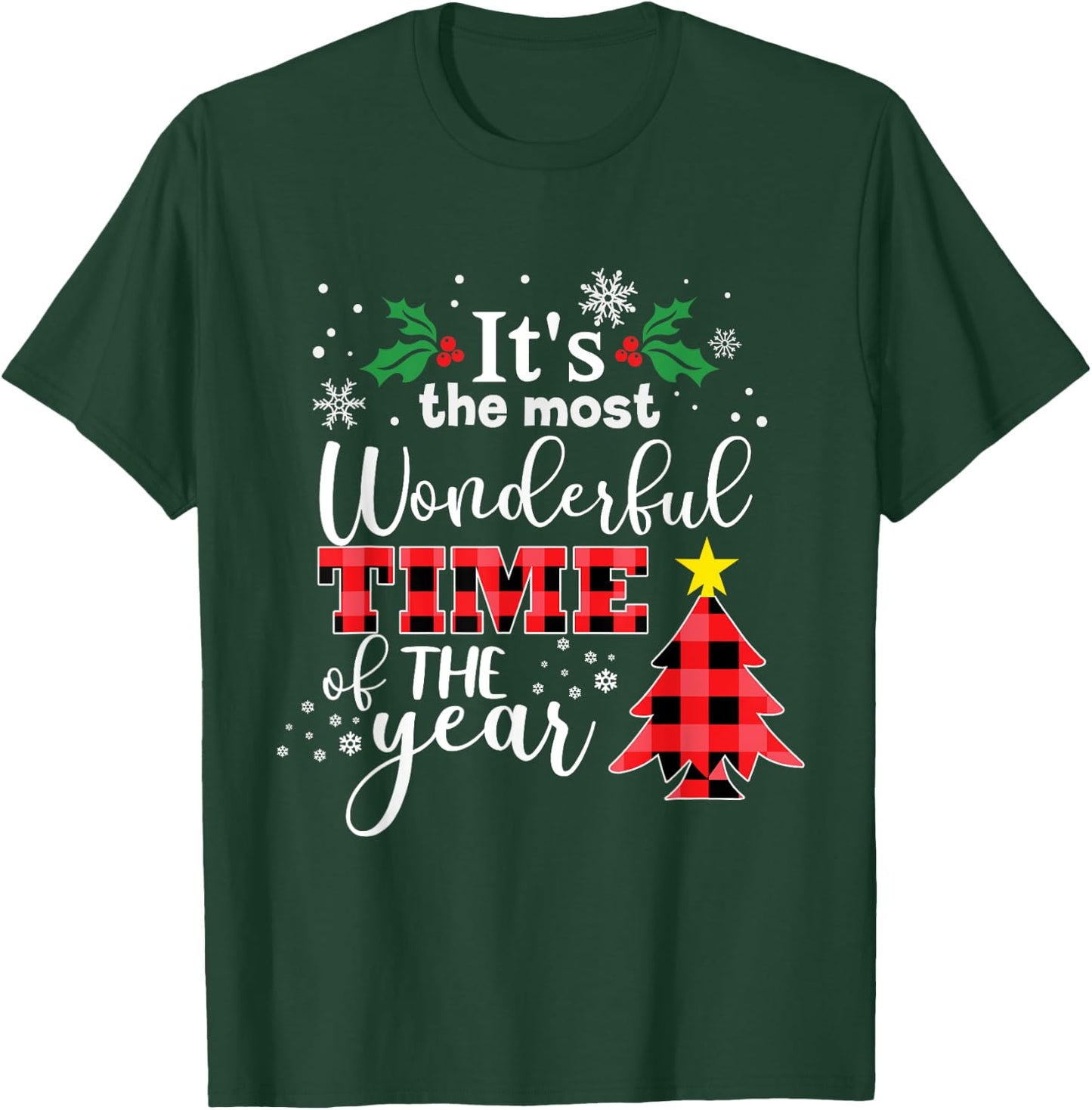 Christmas It's the Most Wonderful time of Year Buffalo Plaid T-Shirt - T-Shirt | Forest
