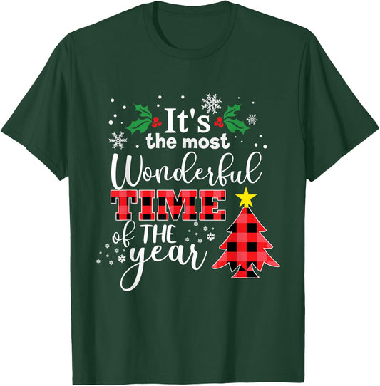 Christmas It's the Most Wonderful time of Year Buffalo Plaid T-Shirt - T-Shirt | Forest