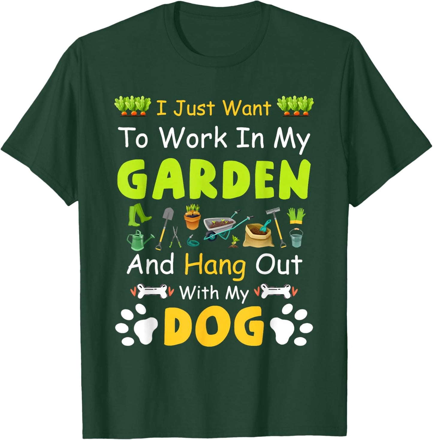 Hang Out With My dog Funny Gardening Dog Lovers - Black, -Adults & Kids, Short Sleeve, Classic Fit, Cotton, Polyester, Small T-Shirt - T-Shirt | Forest