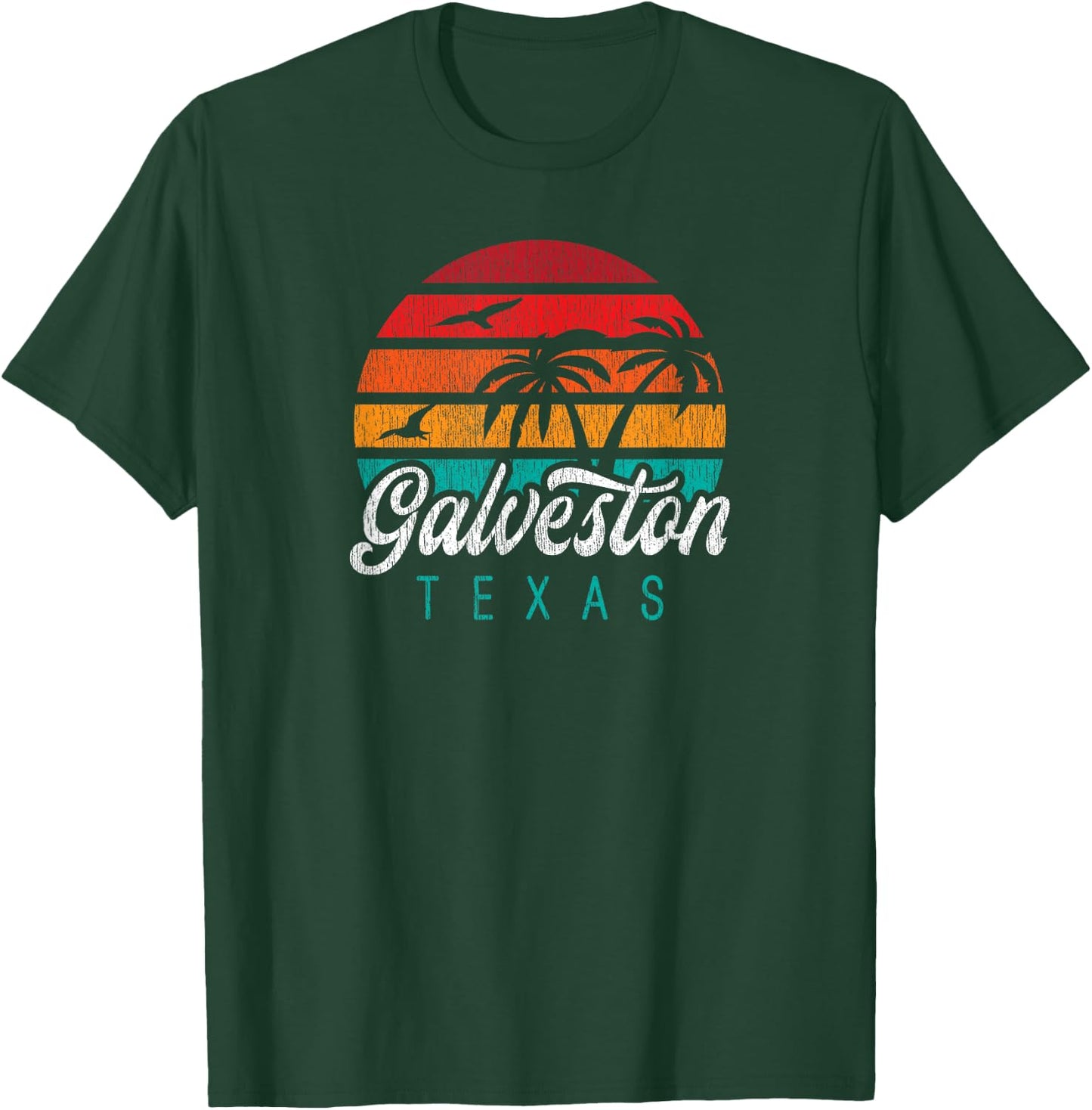 GALVESTON TX, Galveston Texas Sunset Design T-Shirt - T-Shirt | Forest