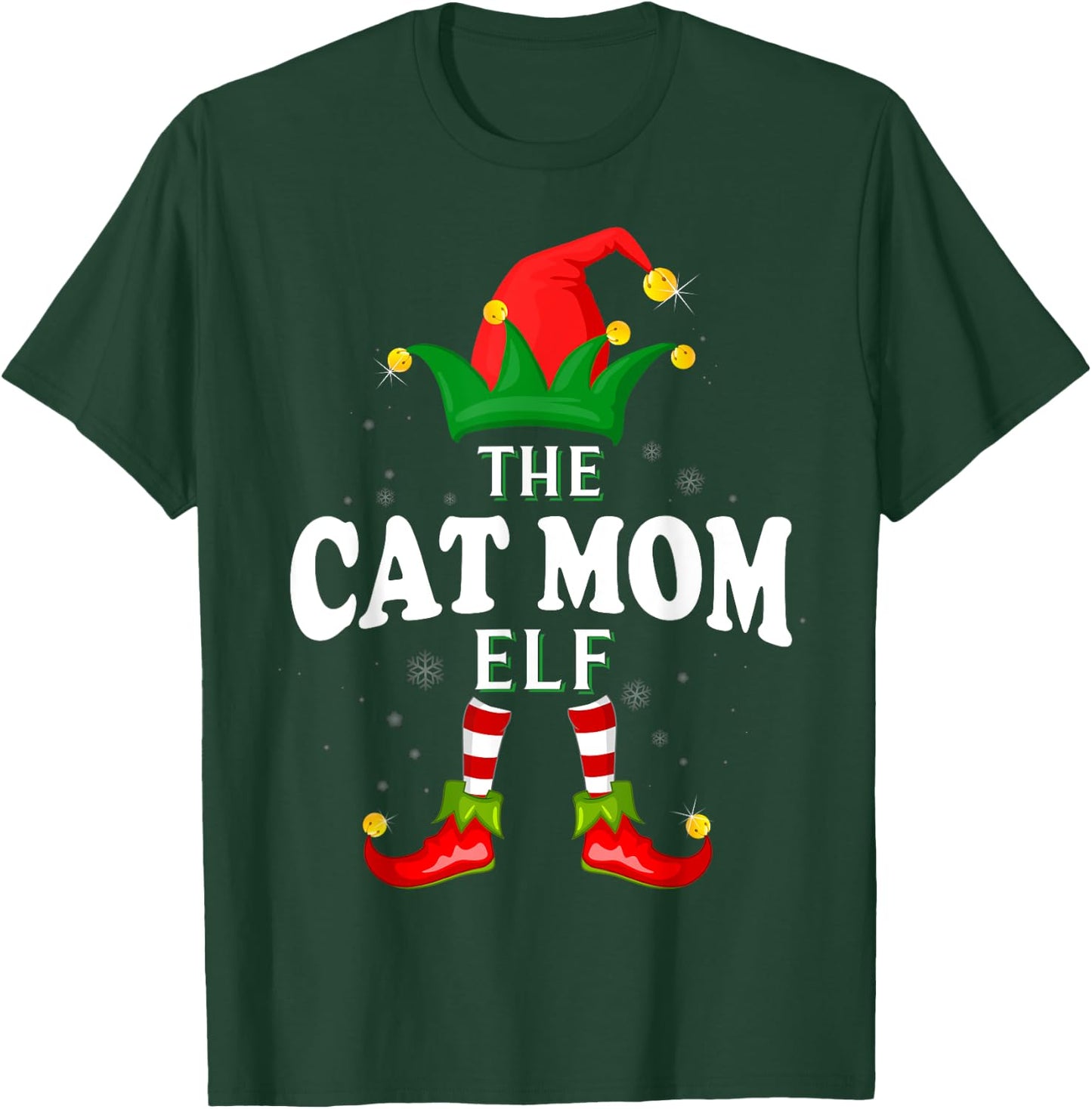 Xmas Cat mom Elf Family Matching Christmas Pajama T-Shirt - T-Shirt | Forest