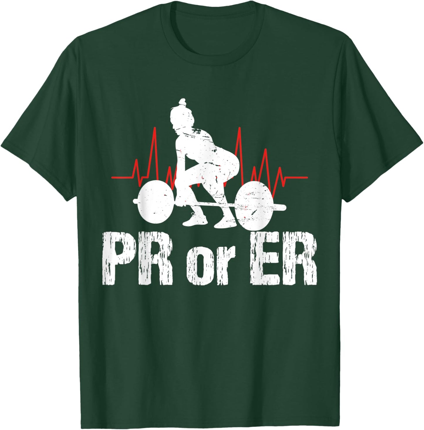 PR Or ER Funny Weightlifting Bodybuilding Apparel Vintage T-Shirt - T-Shirt | Forest