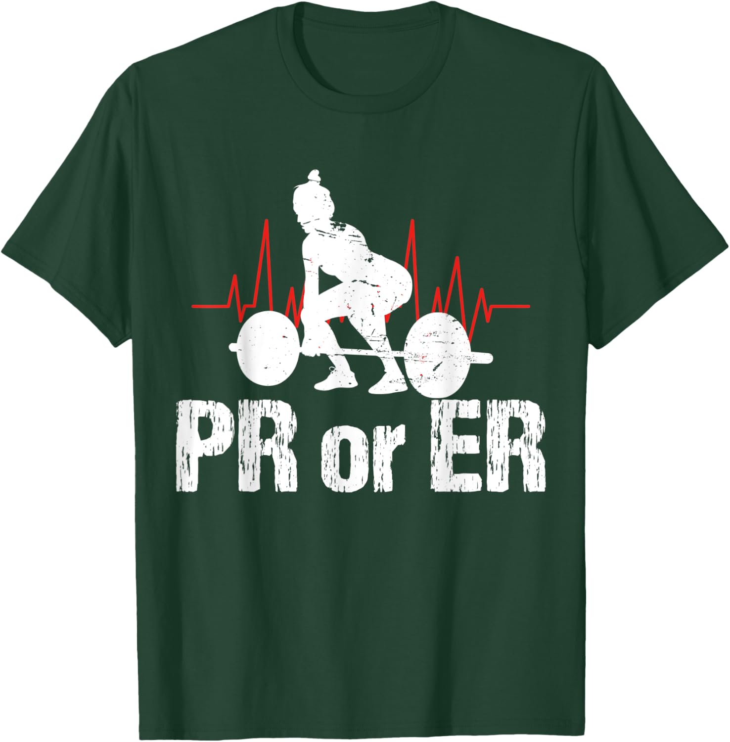 PR Or ER Funny Weightlifting Bodybuilding Apparel Vintage T-Shirt - T-Shirt | Forest