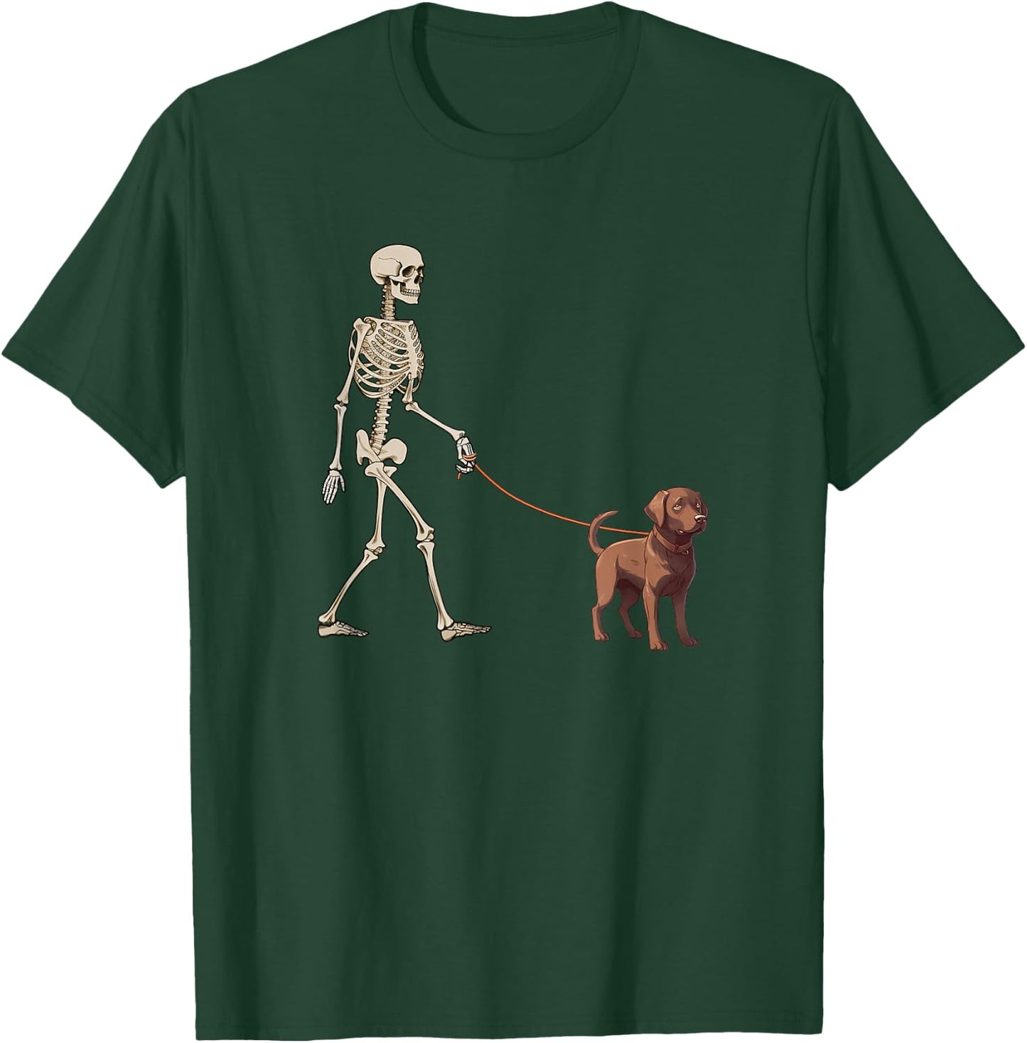 Funny Chocolate Labrador Skeleton Dog Walking Halloween Men Women Kids T-Shirt - T-Shirt | Forest