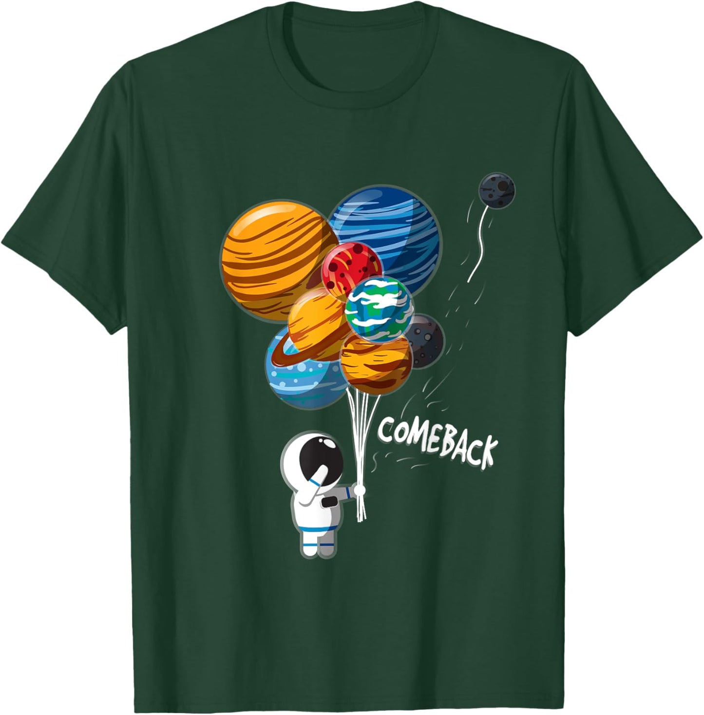 Astronaut Balloon Planets Pluto Outer Space Traveler T-Shirt - T-Shirt | Forest