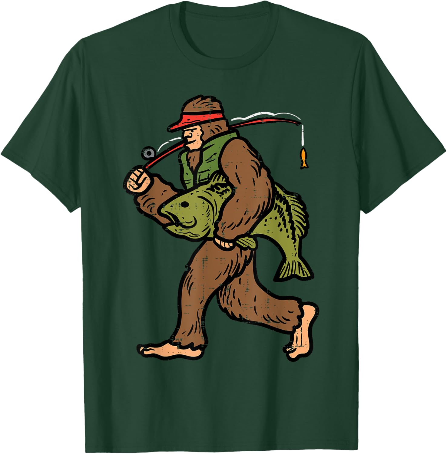 Bigfoot Sasquatch Fishing Funny Fisherman Men Women Kids T-Shirt - T-Shirt | Forest